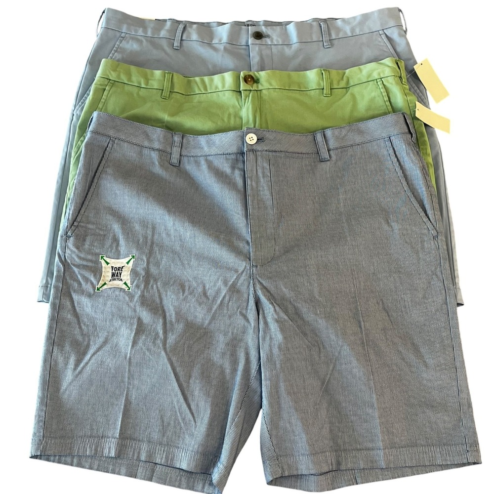 IZOD shorts Mens 42‎ Lot of 3 NWT Blue Green Striped 9.5"